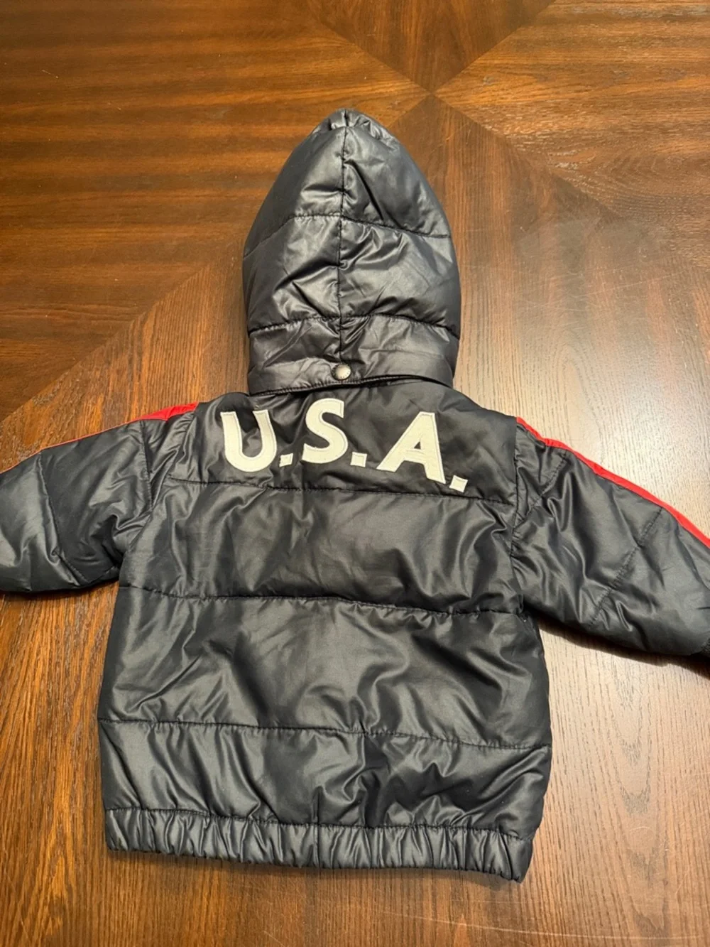 Polo Ralph Lauren Baby Boys Hooded Puffer Coat Big Pony USA 12M Black Red